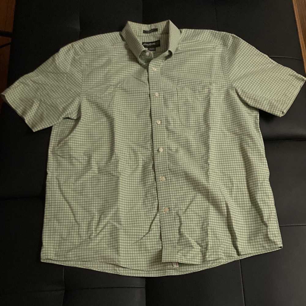 Eddie Bauer Green Plaid Relaxed Fit Shirt